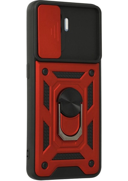 Oppo Reno 5 Lite Kılıf Pars Lens Yüzüklü Silikon - Kırmızı modelleri