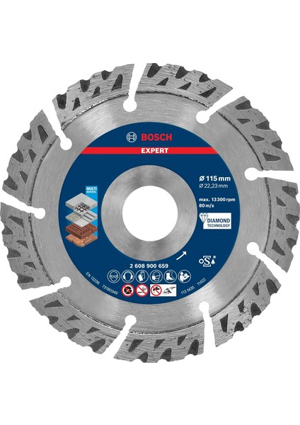 Professional 1x Expert Multimaterial Kesme Diskleri (, Donatılı, Tuğla, Yumuşak Taş, Ø 115 Mm, Aksesuar Küçük Avuç Taşlama Makinesi)