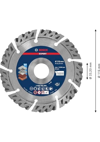 Professional 1x Expert Multimaterial Kesme Diskleri (, Donatılı, Tuğla, Yumuşak Taş, Ø 115 Mm, Aksesuar Küçük Avuç Taşlama Makinesi) modelleri