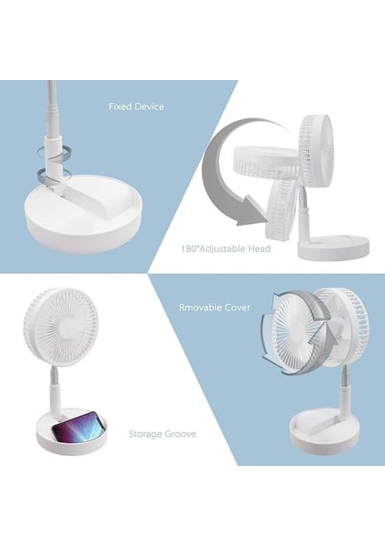 4 Modlu Şarjlı Katlanabilir Yükseltilebilir Taşınabilir Teleskopik Fan Ön Kapak Çıkabilir Pervane Yıkanabilir Minimal Ses Seviyesi Serinletici Portatif Masa (Beyaz) fiyatları