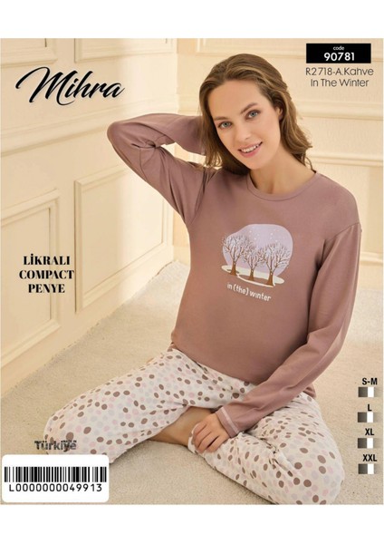 Mihra 90781 Kadın Ayıcıklı Uzun Kol Pijama Takımı
