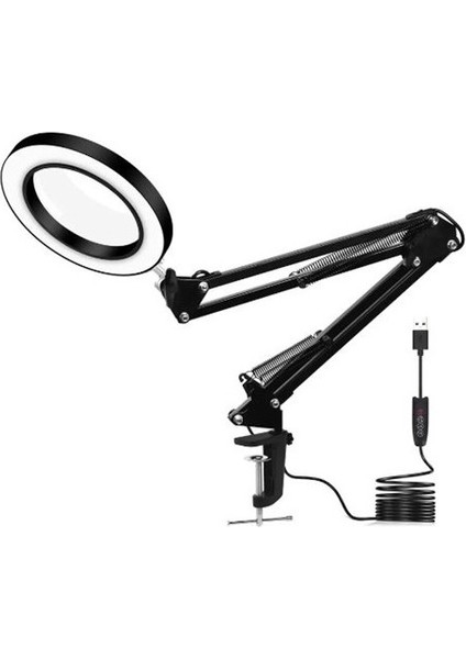 Esnek Masa Büyüteç 5x USB LED Büyüteç 3 Renk Işıklı Büyüteç Lamba Büyüteç Tamir Lehimleme Büyüte. fiyatları