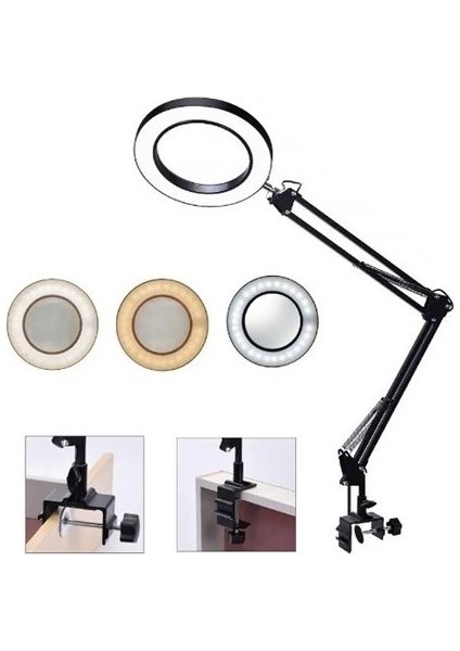 Esnek Masa Büyüteç 5x USB LED Büyüteç 3 Renk Işıklı Büyüteç Lamba Büyüteç Tamir Lehimleme Büyüte. indirimleri