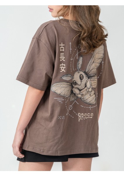 Unisex Erkek/kadın Oversize Bisiklet Yaka %100 Pamuk Baskılı Ipek Yolu T-Shirt