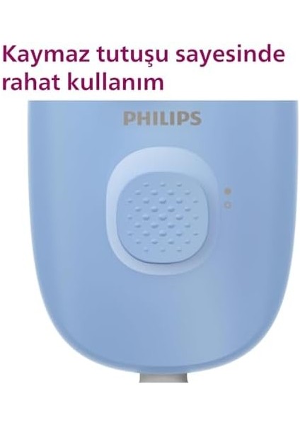 Philips Epilasyon Cihazı, Taşınabilir Kompakt Tasarım, Yıkanabilir Başlık, Kablolu, 4 Haftaya Kadar Pürüzsüzlük, Mavi Renk, BRE228/05 modelleri