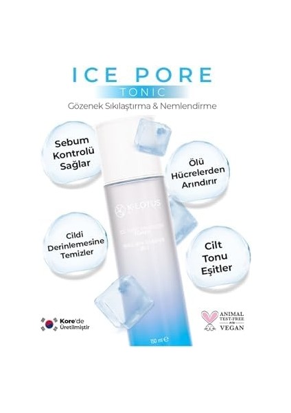 K-Lotus Beauty Gözenek Sıkılaştırıcı, Canlandırıcı ve Nemlendirici Ice Pore Tonik 150ML