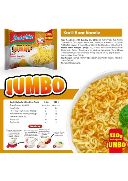 Indomie Paket Jumbo Köri Koli 40'lı (120 gr x 40 Adet)