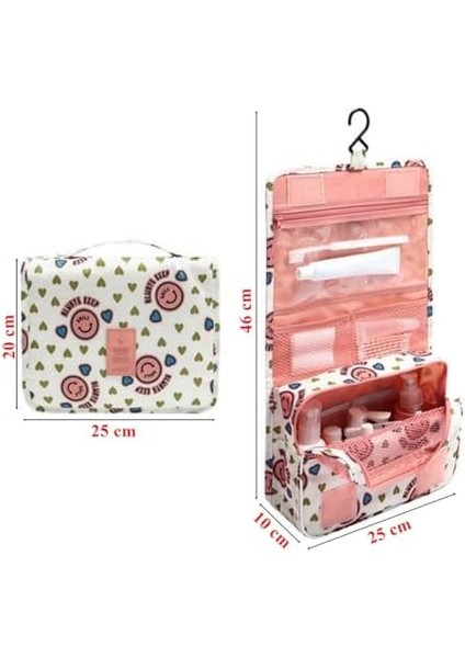 Ecoform Su Geçirmez Organizer Askılı Seyahat Kozmetik Makyaj Çantası Gülen Pembe modelleri