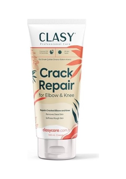 Clasycare Dirsek ve Diz Çatlak Onarıcı Krem – Yoğun Nemlendirici & Ölü Deri Temizleyici – Hindistan Cevizi Yağı & Seramid ile Kuru, Sert, Koyu Renkli Cilt Onarımı – Tüm Cilt Tipleri, 100 ml