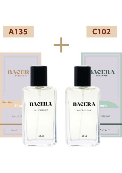 Bacera A135 Floral Erkek Parfüm 50ML Edp C102 Fresh Erkek Parfüm 50ML Edp