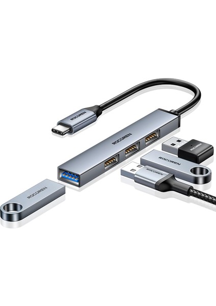 Type-C 5gbps 4 Portlu Usb-A 3.0 Çoklayıcı Dönüştürücü Hub
