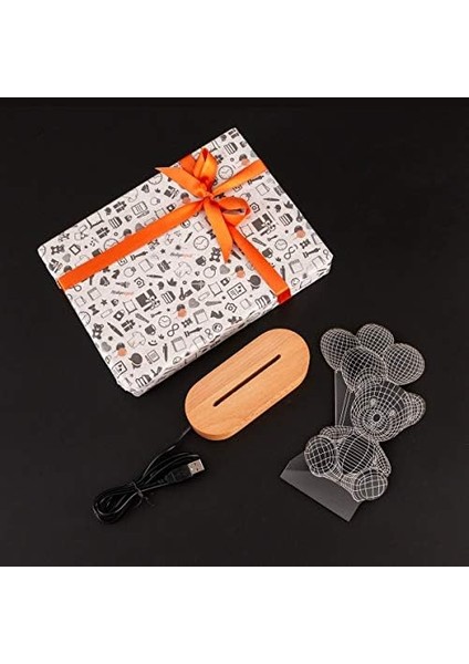 Tutan Sevimli Ayıcık 3 Boyutlu LED Lamba USB Bağlantılı Sarı Işık modelleri