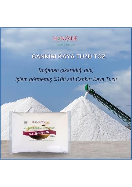 Hanzade Bitkisel 84 Mineralli Çankırı Kristal Kaya Tuzu (3 Kg, Toz Kaya Tuzu)