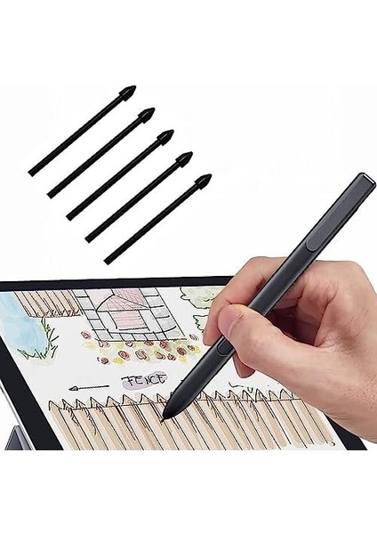 S-Pen Yedek Uçlar Galaxy Tab S7 Fe/tab S7 / Tab S7+ Plus/galaxy Tab S8 / Tab S8+ Plus/tab S8 Ultra Için Dokunmatik Stylus S Pen Uçlar Uç Alet Seti, 5 Adet (Siyah) modelleri