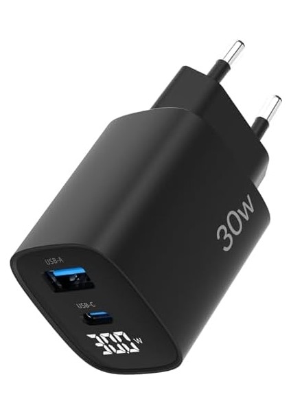 Juo 30W Gan LED Ekranlı Type-C + Usb-A Hızlı Şarj Cihazı & Uyumlu Şarj Aleti modelleri