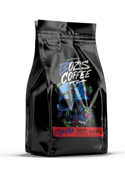 Meryem Boz's Coffee Ethiopia Çekirdek Kahve, Orta KAVRULMUŞ,%100 Arabica, Çiceksi ve Meyvemsi Tat, 500 G