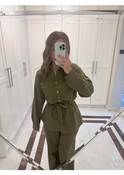 Uzun Kollu Keten Takım - Haki fiyatları
