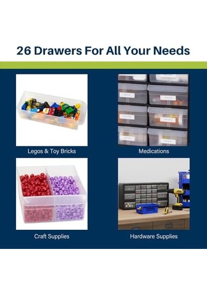 10126, 26 Çekmece, Plastik Parçalar, Saklama ve El Işi Dolabı, 50,8 cm G x 15,2 cm D x 25,4 Cm, Siyah fiyatları