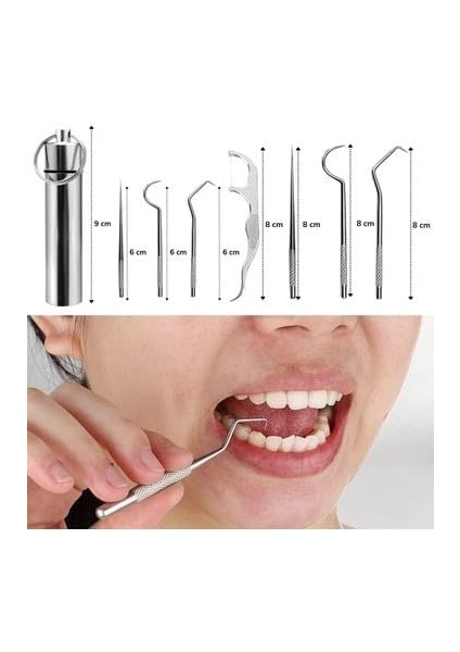 Canelf 7 Parça Diş Tartar Sökücü Seti, Paslanmaz Çelik Diş Temizleme Aletleri, Diş Taşı Kazıyıcı, Cımbız, Küret Seti, Evde Ağız ve Diş Bakımı Için modelleri