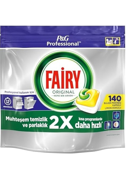 Fairy Proffesional Hepsi Bir Arada Bulaşık Makinesi Deterjanı Limon Kokulu Kapsül 140 Yıkama