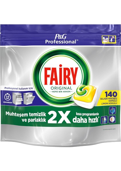 Fairy Proffesional Hepsi Bir Arada Bulaşık Makinesi Deterjanı Limon Kokulu Kapsül 140 Yıkama fiyatları