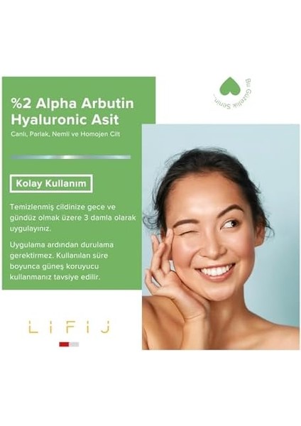 Lifij Arbutin Hyaluronıc Asit, Cilt Tonu Eşitlenmiş, Daha Parlak, Daha Canlı ve Çok Daha Nemli Bir Cilt (30ML) fiyatları