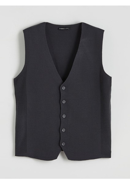 Yeni Sezon Standart Kalıp V Yaka Erkek Triko Yelek