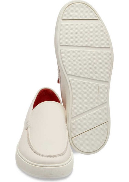 Beyaz Hakiki Deri Erkek Casual Ayakkabı - E24I1AY56832-B69