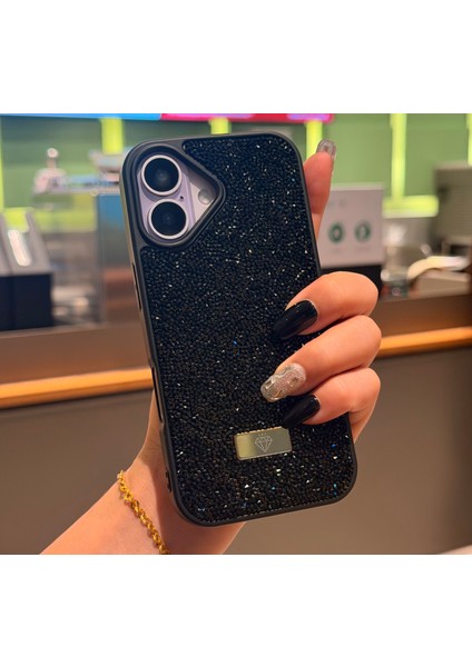 iPhone 17 Kılıf Içi Kadife Elmas Tasarımlı Siyah Taşlı Işıltılı Pırlanta Silikon Kapak fiyatları