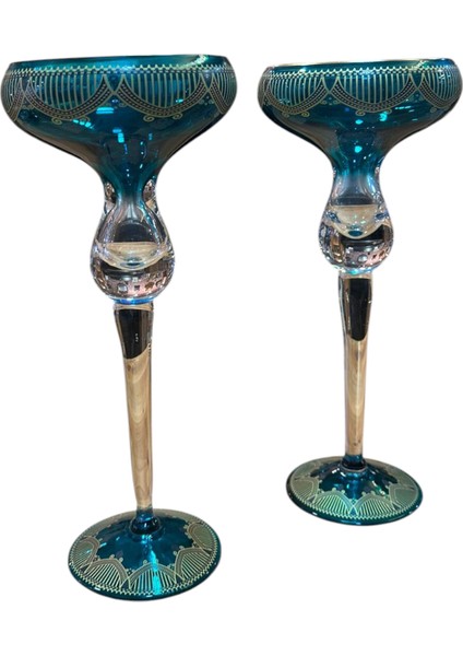 8'li Mavi, Cam, El Işçiliği, Salon Aksesuar Konsol Seti (Tek Tek Satılabilir)