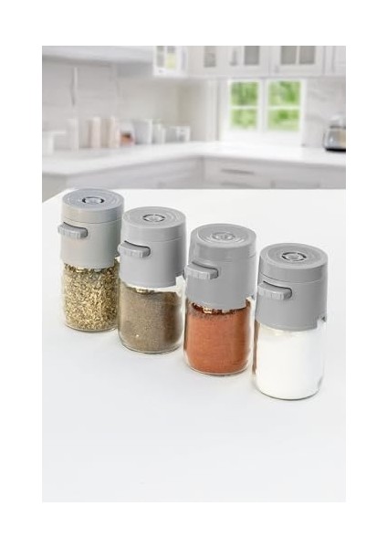 4 Lü Gramaj Ayarlı Tuşlu Basmalı Tuzluk Yeni Nesil Dozajlamalı Tuzluk Şekerlik Biberlik fiyatları