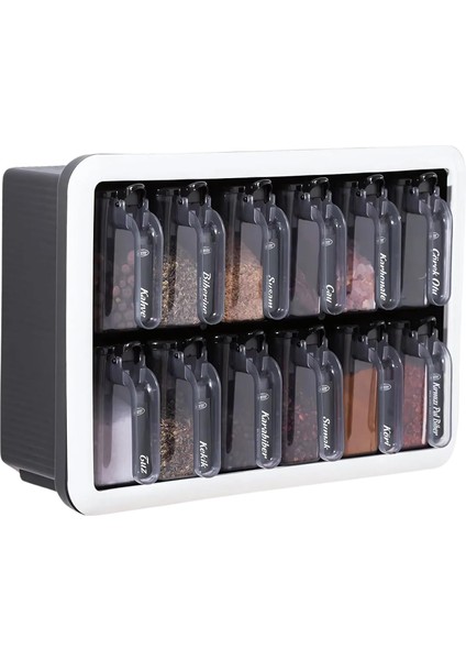 Kaşıklı Seti - Ultra Güçlü Yapışkan ile Duvara Monte ve Tezgah Üstü Kullanım, Kapaklı Mutfak Düzenleyici Takımı, Antresit Renk