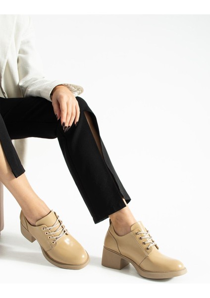 Kadın Bağcıklı Yüksak Taban Topuklu Ayakkabı Diva - Bej fırsatları