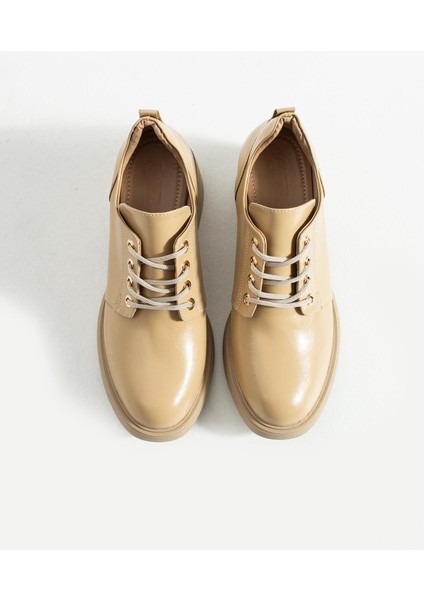 Kadın Bağcıklı Yüksak Taban Topuklu Ayakkabı Diva - Bej indirimleri