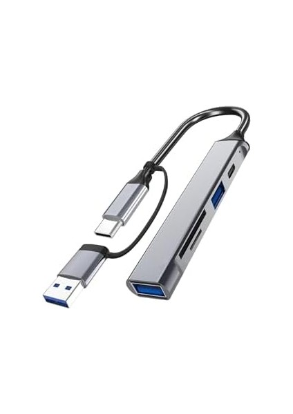 Çok Fonksiyonlu USB Hub, Tip-C ve USB Bağlantı Noktaları, Kompakt Tasarım Sd-Tf Kart Okuyuculu 5 In 1 fiyatları