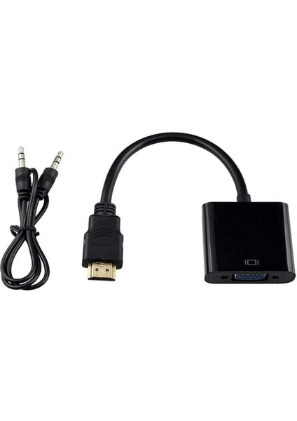 HDMI To VGA Dönüştürücü + Ses Kablosu Siyah