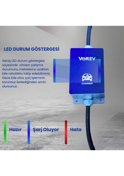 22KW Hızlı Şarj, Taşınabilir, 8mt Kablolu Elektrikli Araç Şarj Cihazı