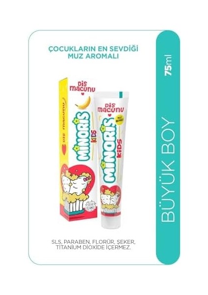 Minoris Kids Diş Macunu 75ML Sülfatsız Florürsüz Organik Içerikli 1 Adet fiyatları
