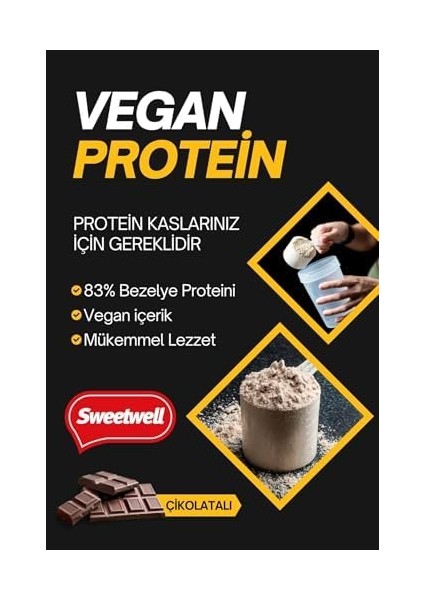 Sweetwell Çikolatalı 400 gr + Çilekli 400 gr Vegan Bezelye Proteini Tozu -%83 Protein Içerir Pae Protein modelleri