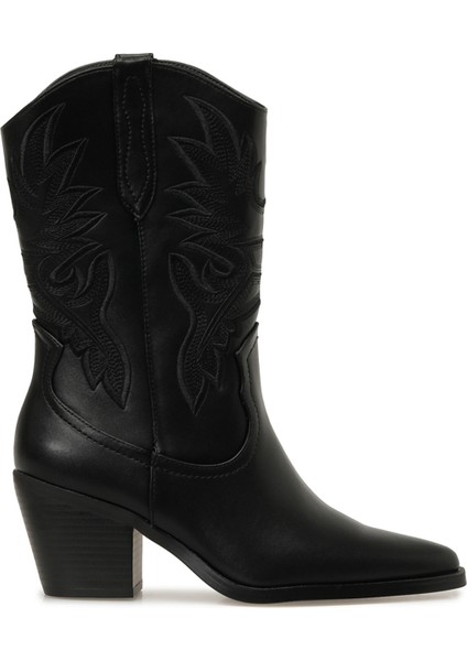 24K-1002 5pr Siyah Kadın Kovboy Bot