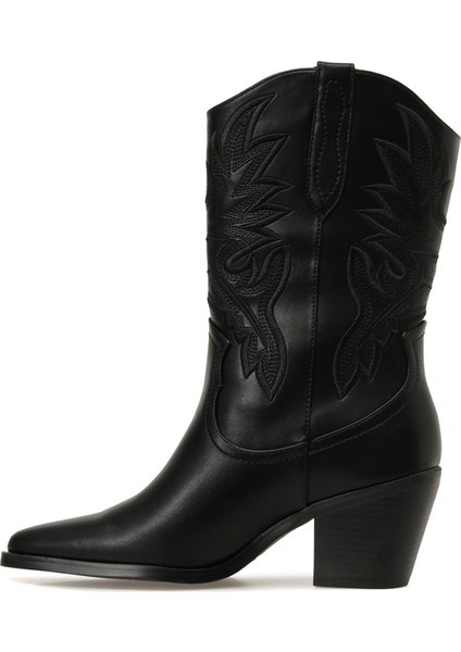 24K-1002 5pr Siyah Kadın Kovboy Bot modelleri