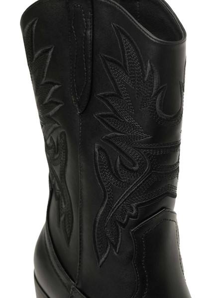 24K-1002 5pr Siyah Kadın Kovboy Bot