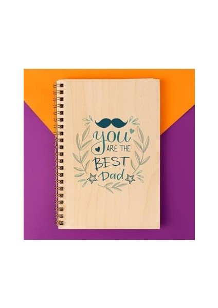 En Iyi Babalara Hediye 8 cm x 12 cm Ölçülerinde Çizgisiz 48 Yaprak Ahşap Kapaklı Defter modelleri