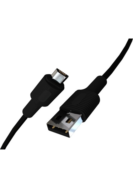 Micro USB Hızlı Şarj Kablosu (Siyah + Siyah Uç) (120 Cm)