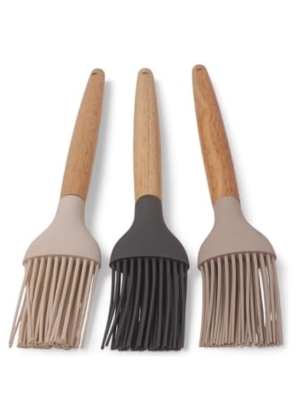 Bambu Saplı Silikon Fırça, Bambu Uzun Silikon Yağ ve Yumurta Fırçası 27CM 3 Renk Seçenekli (Krem) fiyatları