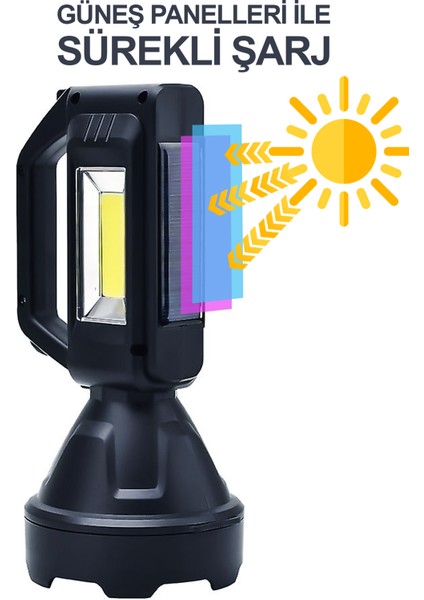 Şarjlı LED El Feneri LED Işık Solar Şarjlı USB Power Bank Özellikli Multi Fonksiyonlu Kamp Lambası fırsatları