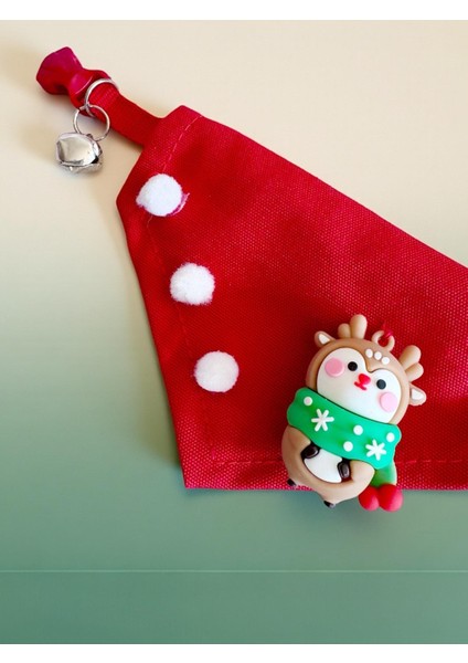 Christmas Squirrel Yılbaşı Köpek Bandanası | Ponponlu Kırmızı Noel Boyun Aksesuarı | Sevimli Sincap Figürlü Köpek Süsü | Küçük Irklar Için fiyatları