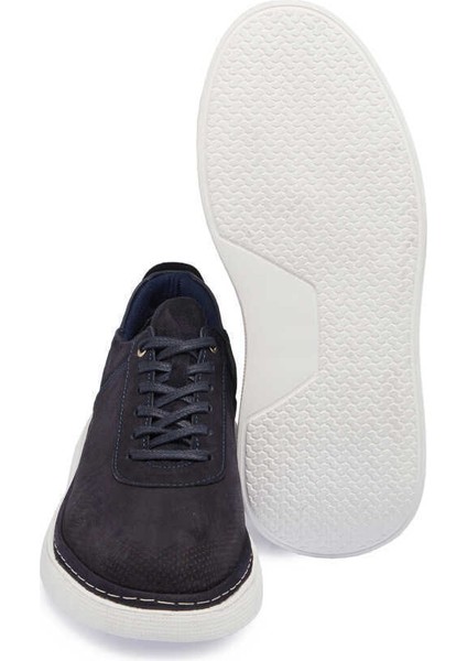 Lacivert Hakiki Nubuk Deri Erkek Sneaker - E24I1AY56821-C39
