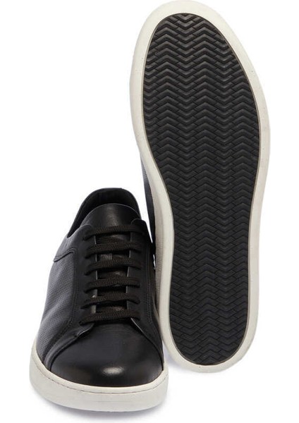 Siyah Hakiki Nubuk Deri Erkek Sneaker - E24I1AY56825-A23