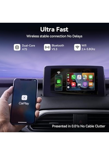 Xo Is Beauty CZ016 Kablosuz Carplay Adaptörü, 6 ve Ile Üzeri Uyumlu, USB Bağlantılı, Wi-Fi + Bluetooth, Sesle Kontrol, 2.4 Ghz, USB ve Type-C Giriş, Siyah fiyatları